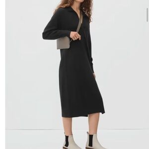 Everlane Black Cashmere Polo Dress